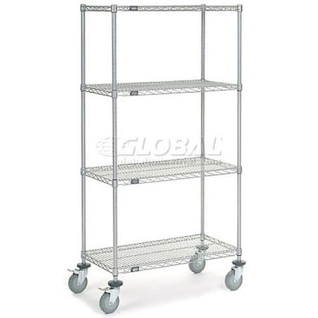 Nexel 4 Shelf Truck, Chrome, 36inW x 18inD x 69inH, Polyurethane Swivel Casters 168214